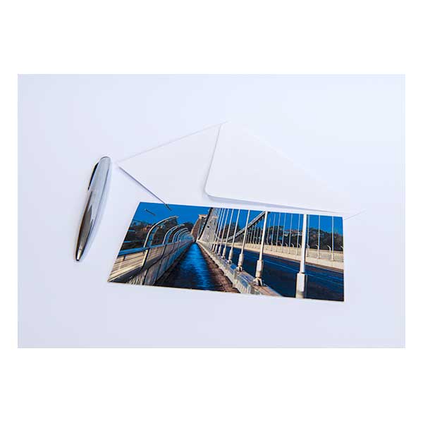 Suspension Bridge in Blue Greeting Card