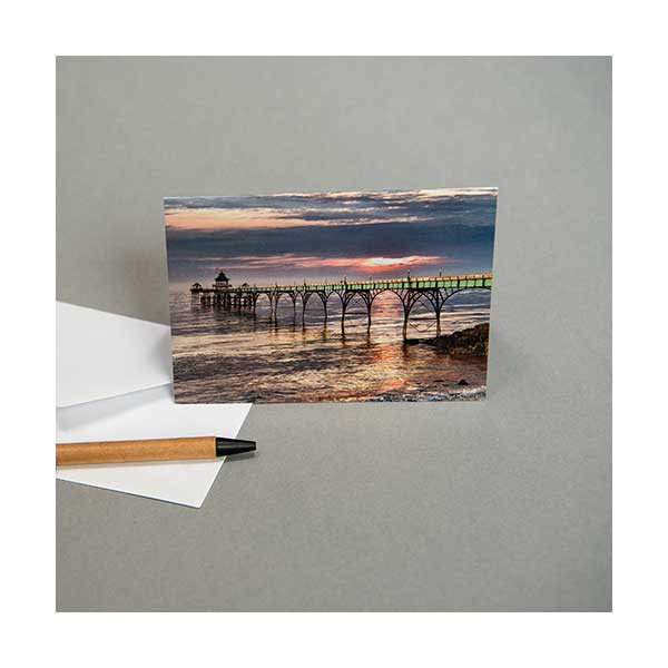 Greeting Card Clevedon Pier Sunset